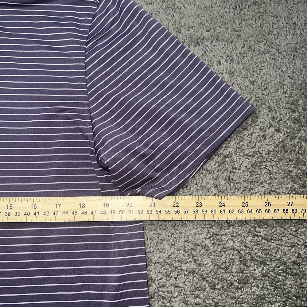 RHONE Golf Sport Polo Shirt Spread Collar Purple Stripe‎ Men Medium - Picture 5 of 6
